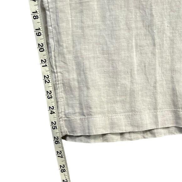 Women's Cropped Linen Pants - Light Gray - Picture 9 of 12
